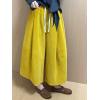 imagechouyatou Womens Fall Winter Corduroy Culottes Cropped Pants Elastic High Waisted Loose Wide Leg PalazzoGinger