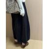 imagechouyatou Womens Fall Winter Corduroy Culottes Cropped Pants Elastic High Waisted Loose Wide Leg PalazzoNavy Blue