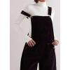 imagechouyatou Womens Fall Winter Corduroy Overalls Boyfriend Adjustable Strap Bib Jumpsuit Barrel Harem PantsBlack