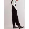 imagechouyatou Womens Fall Winter Corduroy Overalls Boyfriend Adjustable Strap Bib Jumpsuit Barrel Harem PantsBlack