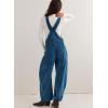 imagechouyatou Womens Fall Winter Corduroy Overalls Boyfriend Adjustable Strap Bib Jumpsuit Barrel Harem PantsBlue