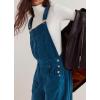 imagechouyatou Womens Fall Winter Corduroy Overalls Boyfriend Adjustable Strap Bib Jumpsuit Barrel Harem PantsBlue