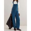 imagechouyatou Womens Fall Winter Corduroy Overalls Boyfriend Adjustable Strap Bib Jumpsuit Barrel Harem PantsBlue