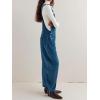 imagechouyatou Womens Fall Winter Corduroy Overalls Boyfriend Adjustable Strap Bib Jumpsuit Barrel Harem PantsBlue