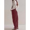 imagechouyatou Womens Fall Winter Corduroy Overalls Boyfriend Adjustable Strap Bib Jumpsuit Barrel Harem PantsBurgundy