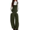 imagechouyatou Womens Fall Winter Corduroy Overalls Boyfriend Adjustable Strap Bib Jumpsuit Barrel Harem PantsGreen