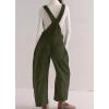imagechouyatou Womens Fall Winter Corduroy Overalls Boyfriend Adjustable Strap Bib Jumpsuit Barrel Harem PantsGreen