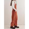 imagechouyatou Womens Fall Winter Corduroy Overalls Boyfriend Adjustable Strap Bib Jumpsuit Barrel Harem PantsOrange