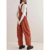 imagechouyatou Womens Fall Winter Corduroy Overalls Boyfriend Adjustable Strap Bib Jumpsuit Barrel Harem PantsOrange