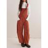 imagechouyatou Womens Fall Winter Corduroy Overalls Boyfriend Adjustable Strap Bib Jumpsuit Barrel Harem PantsOrange