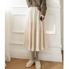 imagechouyatou Womens Fall Winter Velvet Ruffle Hem Skirt High Elastic Waist Pleated Swing Midi Long SkirtApricot