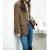 imagechouyatou Womens Fall Winter Wool Business Casual Blazer Jacket Single Breasted Plaid Dressy Work CoatBrown