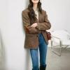 imagechouyatou Womens Fall Winter Wool Business Casual Blazer Jacket Single Breasted Plaid Dressy Work CoatBrown