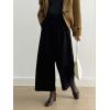 imagechouyatou Womens Fall Winter Wool Culottes Cropped Pants Elastic High Waisted Loose Wide Leg PalazzoBlack