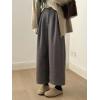 imagechouyatou Womens Fall Winter Wool Culottes Cropped Pants Elastic High Waisted Loose Wide Leg PalazzoGrey