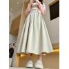 imagechouyatou Womens Fall Winter Wool Pleated A Line Skirt Casual High Waisted Swing Wool Blend Midi Long SkirtBeige White