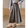 imagechouyatou Womens Fall Winter Wool Pleated A Line Skirt Casual High Waisted Swing Wool Blend Midi Long SkirtGray