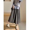 imagechouyatou Womens Fall Winter Wool Pleated A Line Skirt Casual High Waisted Swing Wool Blend Midi Long SkirtGray