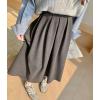 imagechouyatou Womens Fall Winter Wool Pleated A Line Skirt Casual High Waisted Swing Wool Blend Midi Long SkirtGray
