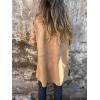 imagechouyatou Womens Faux Suede Leather Mid Long Coat Notched Lapel Business Casual Blazer Jacket Coat OvercoatKhaki