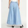 imagechouyatou Womens Flare Wide Leg Denim Pants Smocked Elastic Waist Pleated Culotte Jeans Boyfriend Baggy JeansLight Blue