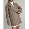 imagechouyatou Womens Herringbone Double Breasted Wool Coat Notched Lapel Work Casual Wool Blend Trench Pea Coat JacketBrown