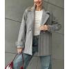 imagechouyatou Womens Herringbone Double Breasted Wool Coat Notched Lapel Work Casual Wool Blend Trench Pea Coat JacketGray