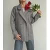 imagechouyatou Womens Herringbone Double Breasted Wool Coat Notched Lapel Work Casual Wool Blend Trench Pea Coat JacketGray