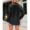 imagechouyatou Womens Lapel Collar Long Sleeve Satin Silk Dress Casual Button Down Shirt BlousesBlack