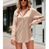imagechouyatou Womens Lapel Collar Long Sleeve Satin Silk Dress Casual Button Down Shirt BlousesChampagne