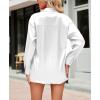imagechouyatou Womens Lapel Collar Long Sleeve Satin Silk Dress Casual Button Down Shirt BlousesWhite