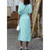 imagechouyatou Womens Long Sleeve Striped Shirt Dress Casual Button Down Midi Long Beach Dress with BeltGreen