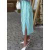 imagechouyatou Womens Long Sleeve Striped Shirt Dress Casual Button Down Midi Long Beach Dress with BeltGreen