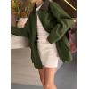 imagechouyatou Womens Oversized Fall Barn Jacket Lightweight Zip Up Cotton Utility Jacket Casual Trench CoatArmy Green