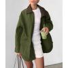 imagechouyatou Womens Oversized Fall Barn Jacket Lightweight Zip Up Cotton Utility Jacket Casual Trench CoatArmy Green