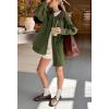 imagechouyatou Womens Oversized Fall Barn Jacket Lightweight Zip Up Cotton Utility Jacket Casual Trench CoatArmy Green