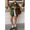 imagechouyatou Womens Oversized Fall Barn Jacket Lightweight Zip Up Cotton Utility Jacket Casual Trench CoatArmy Green