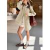 imagechouyatou Womens Oversized Fall Barn Jacket Lightweight Zip Up Cotton Utility Jacket Casual Trench CoatBeige