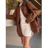imagechouyatou Womens Oversized Fall Barn Jacket Lightweight Zip Up Cotton Utility Jacket Casual Trench CoatBrown
