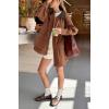 imagechouyatou Womens Oversized Fall Barn Jacket Lightweight Zip Up Cotton Utility Jacket Casual Trench CoatBrown