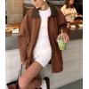 imagechouyatou Womens Oversized Fall Barn Jacket Lightweight Zip Up Cotton Utility Jacket Casual Trench CoatBrown
