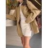 imagechouyatou Womens Oversized Fall Barn Jacket Lightweight Zip Up Cotton Utility Jacket Casual Trench CoatKhaki