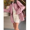 imagechouyatou Womens Oversized Fall Barn Jacket Lightweight Zip Up Cotton Utility Jacket Casual Trench CoatPink