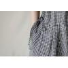 imagechouyatou Womens Plaid Button Up Wide Leg Romper Pants Loose Fit Short Sleeve Long Jumpsuit Overalls with PocketsBlack