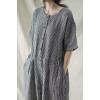 imagechouyatou Womens Plaid Button Up Wide Leg Romper Pants Loose Fit Short Sleeve Long Jumpsuit Overalls with PocketsBlack
