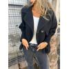 imagechouyatou Womens Retro Lapel Double Breasted Wool Coat Business Casual Wool Blend Pea Coat OvercoatBlack