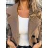 imagechouyatou Womens Retro Lapel Double Breasted Wool Coat Business Casual Wool Blend Pea Coat OvercoatCamel