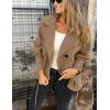 imagechouyatou Womens Retro Lapel Double Breasted Wool Coat Business Casual Wool Blend Pea Coat OvercoatCamel