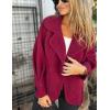 imagechouyatou Womens Retro Lapel Double Breasted Wool Coat Business Casual Wool Blend Pea Coat OvercoatDark Red
