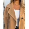 imagechouyatou Womens Retro Lapel Double Breasted Wool Coat Business Casual Wool Blend Pea Coat OvercoatKhaki